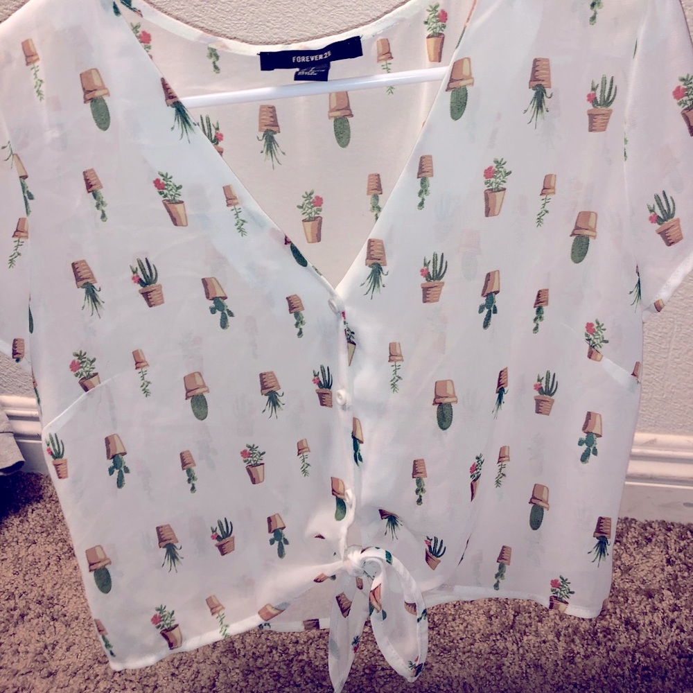 Cute Forever 21 Cactus Crop Top